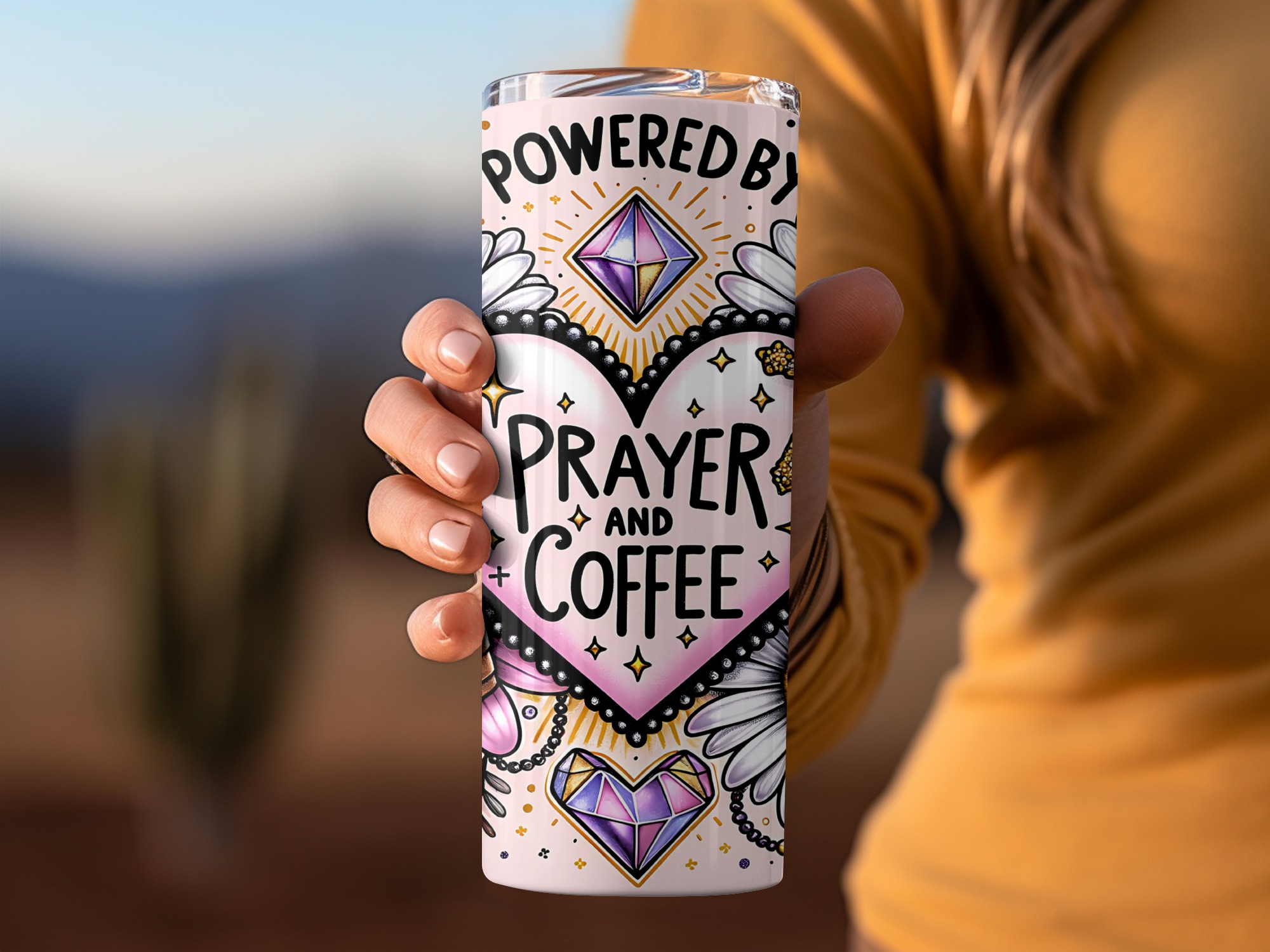 Powered by Prayer & Coffee Tumbler Wrap