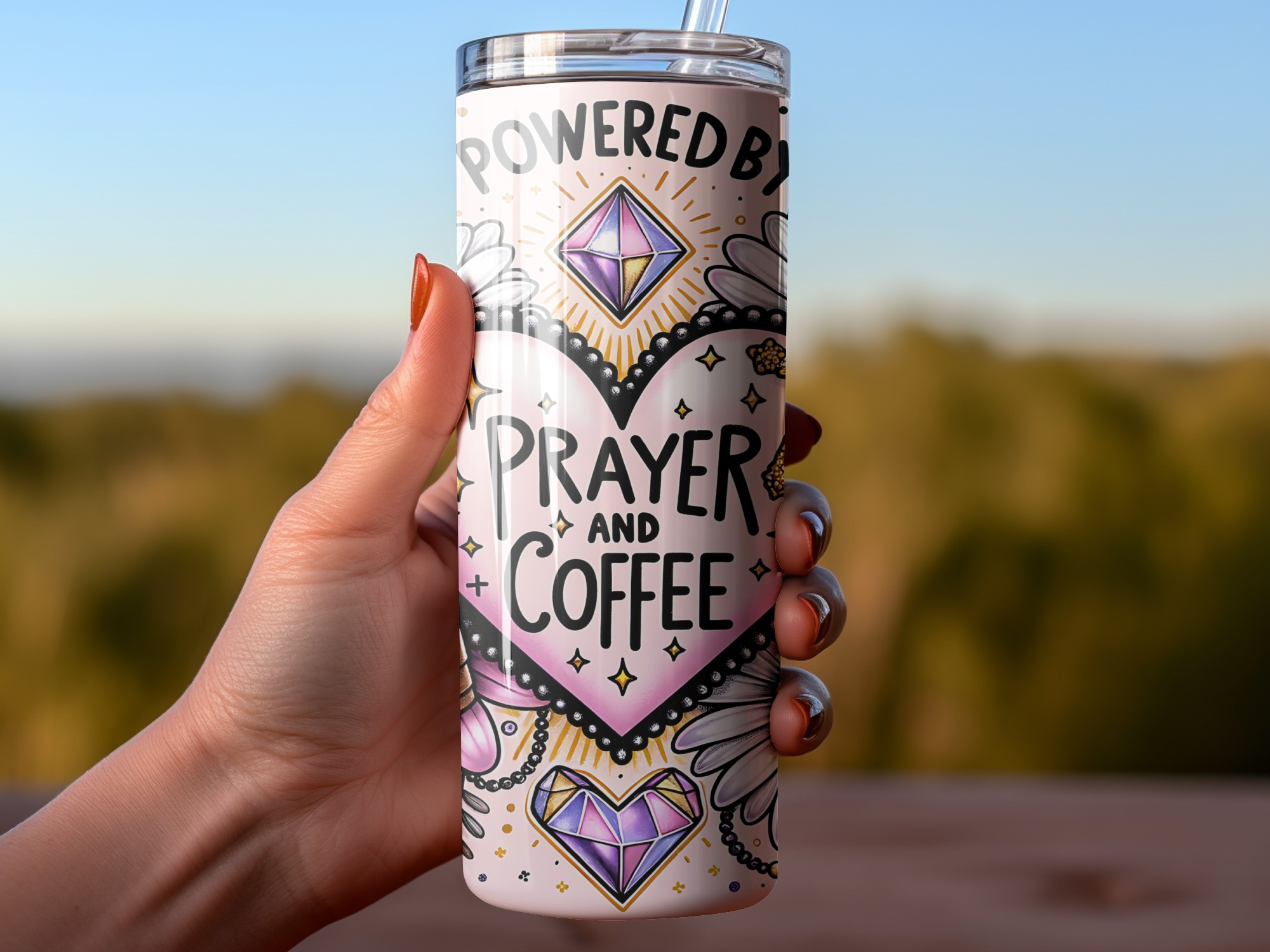 Powered by Prayer & Coffee Tumbler Wrap