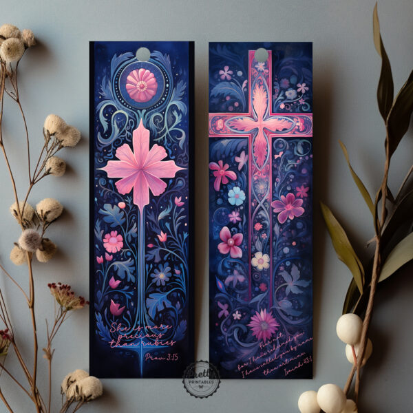 Beautiful Scripture and Crosses Christian Printable Bookmark Set