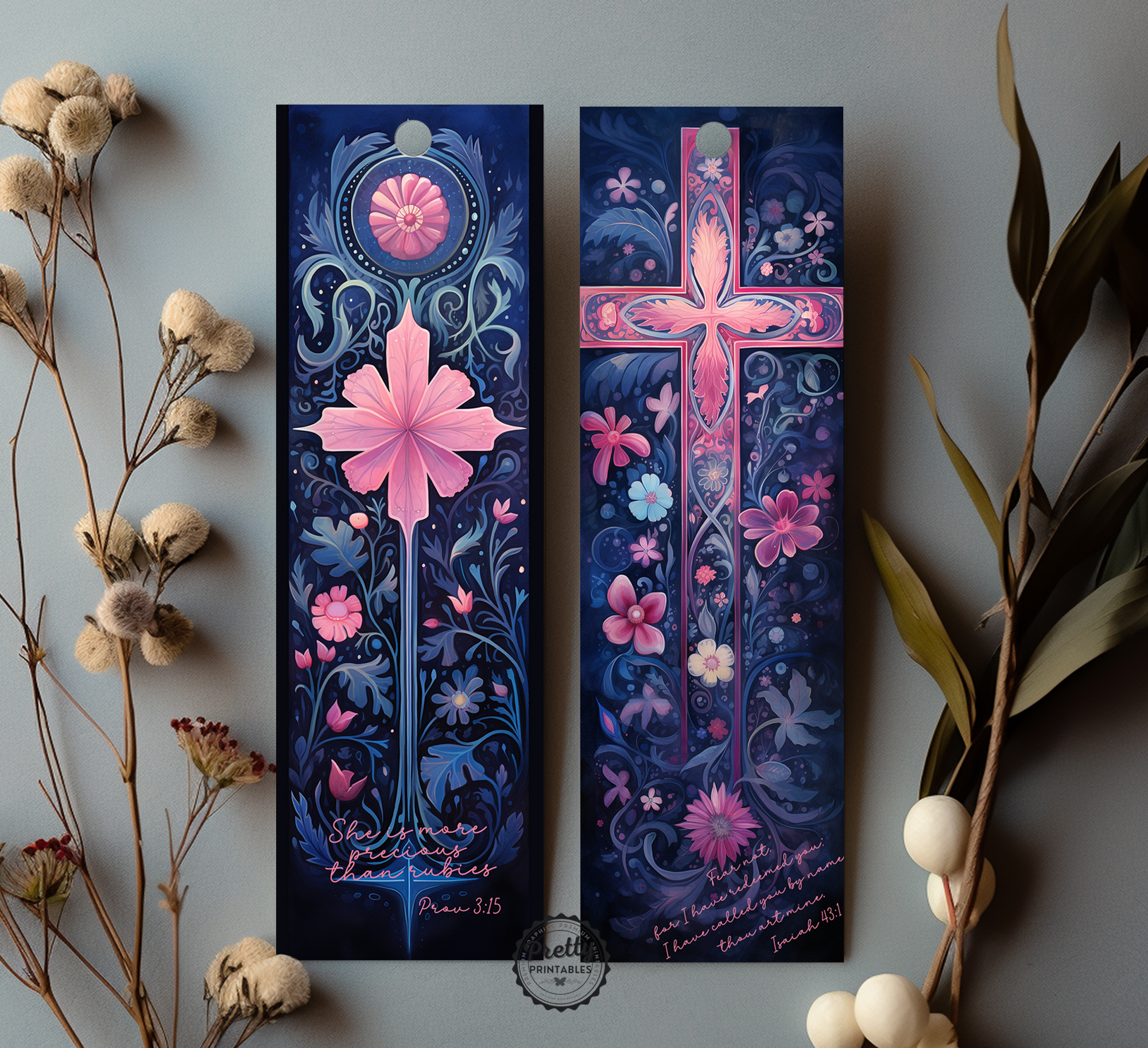 Beautiful Scripture and Crosses Christian Printable Bookmark Set