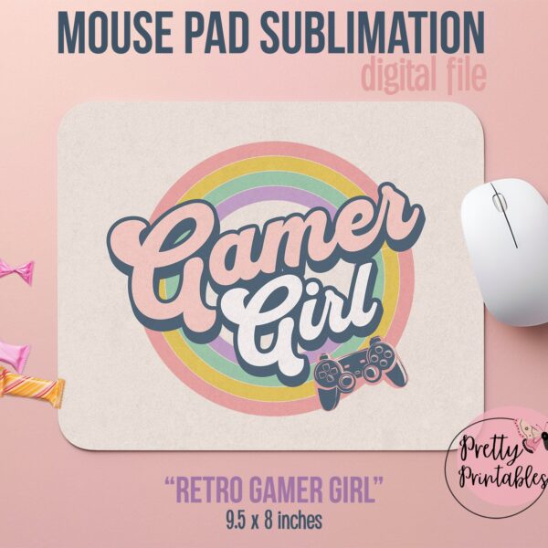 Retro Gamer Girl Mouse Pad PNG