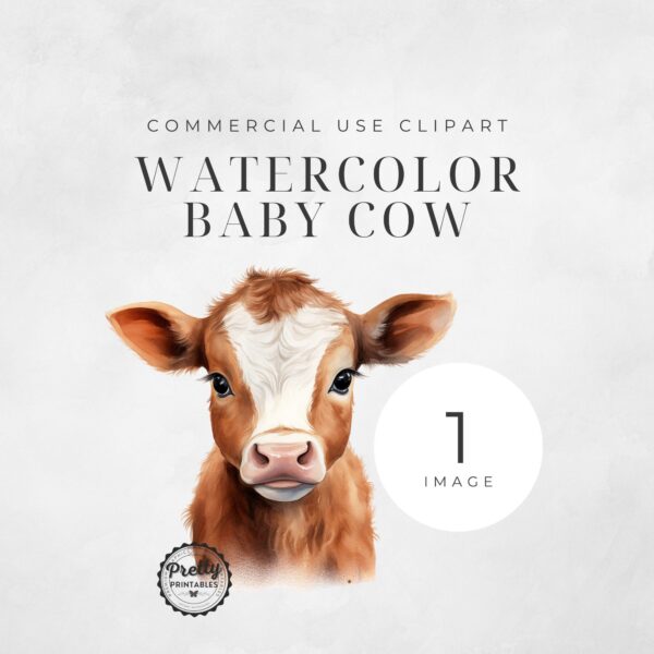 Baby Cow Watercolor Clipart