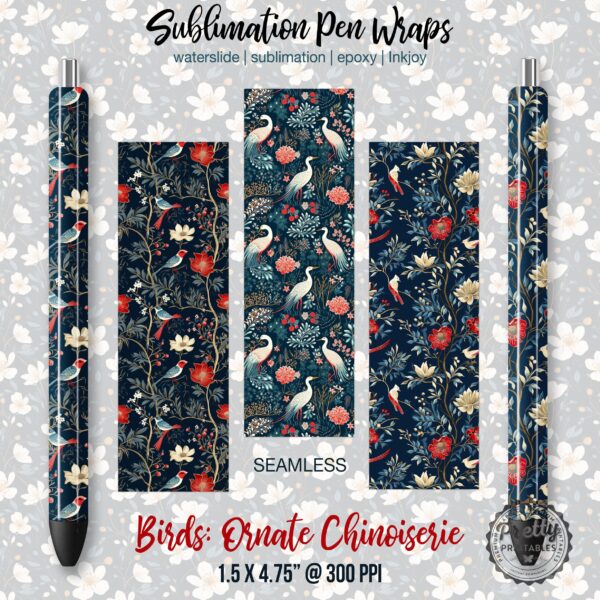 Chinoiserie Bird Pen Wraps