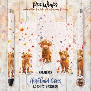 Cute Highland Cow Pen Wraps