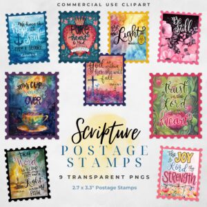 Bible Scripture Postage Stamp Clipart Pack