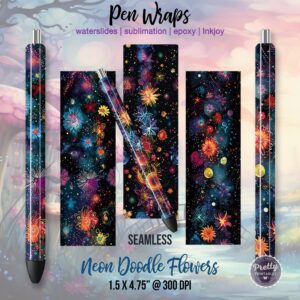 Neon Flower Doodles Pen Wraps