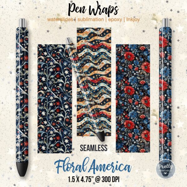 Floral Americana Pen Wraps