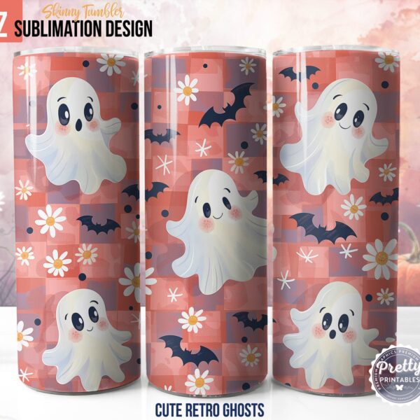 Cute Retro Ghost Tumbler Wrap