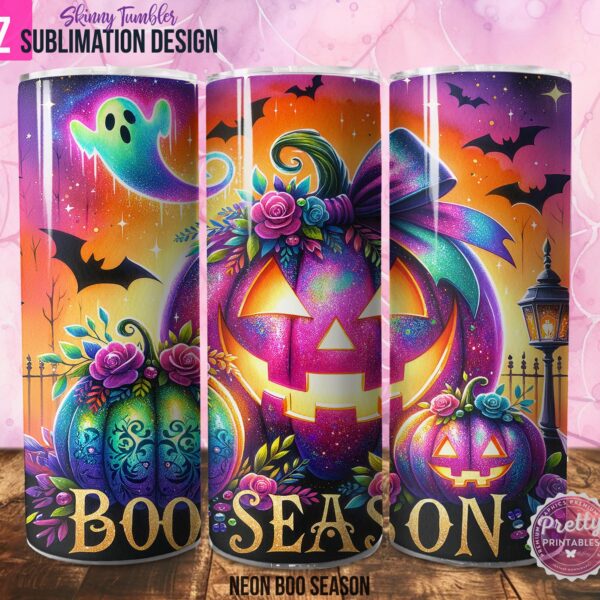 Neon Boo Season Halloween Tumbler Wrap