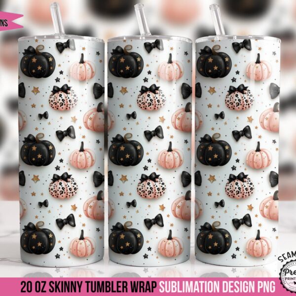 Coquette Bows & Pumpkins Tumbler Wrap