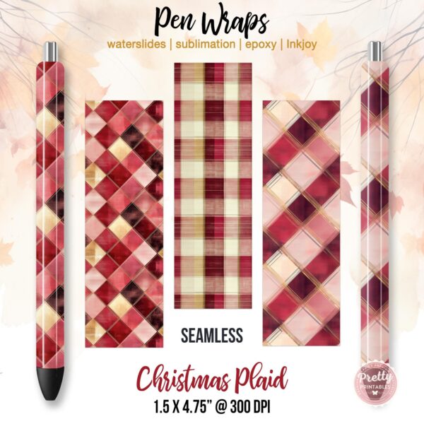 Plaid Christmas Pen Wraps