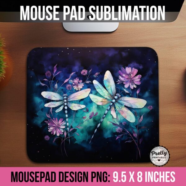 Purple Dragonfly Mousepad Sublimation PNG