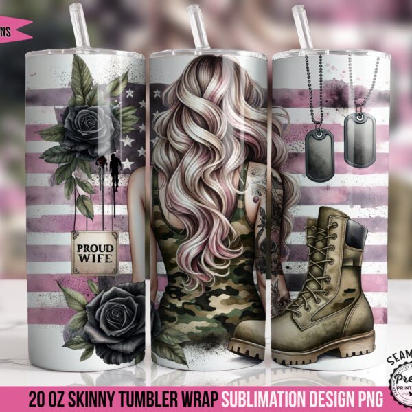 Proud Military Wife Tumbler Wrap