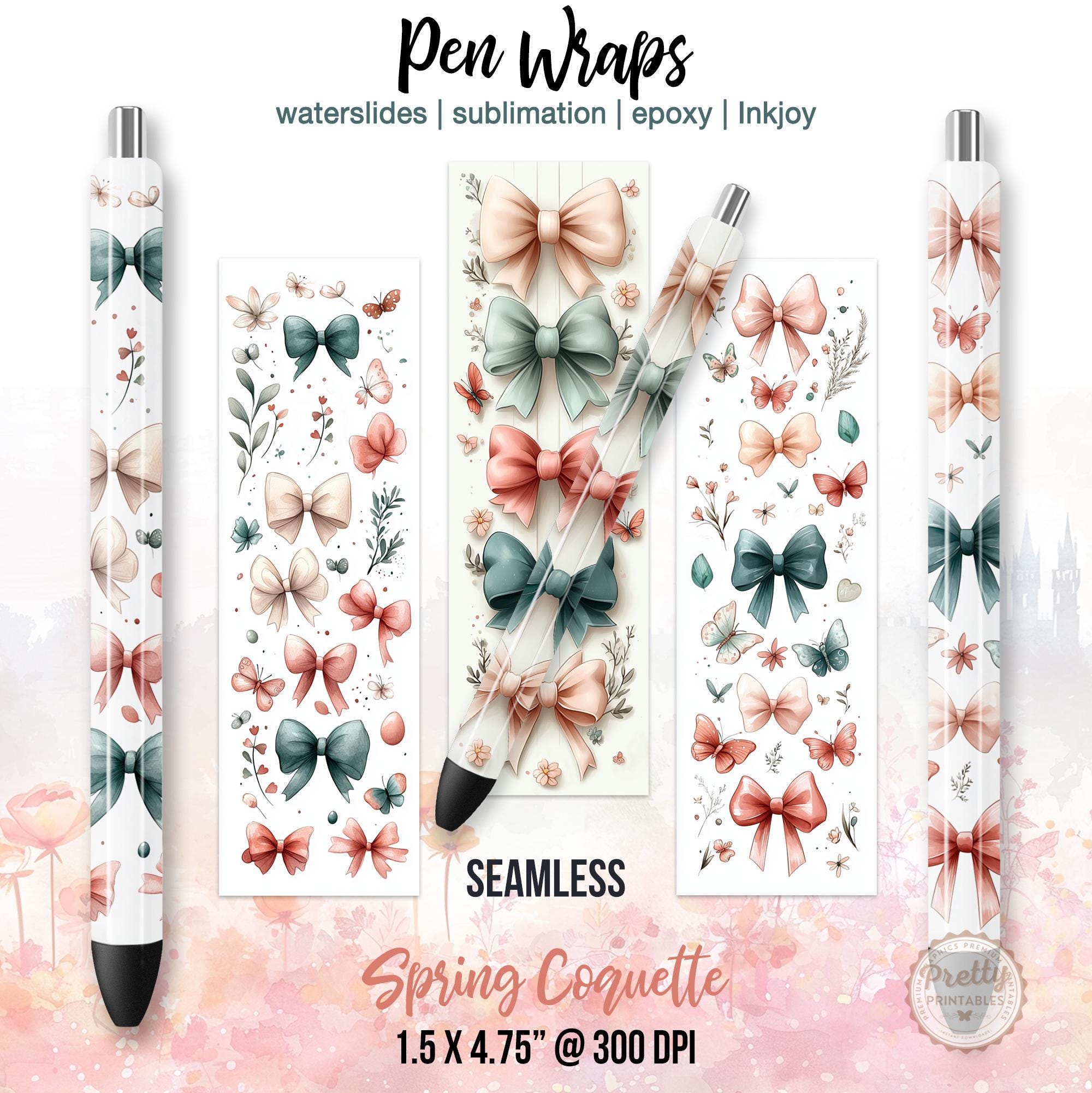 Cute Bow Pen Wraps PNG