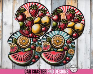 Colorful Fruit Car Coaster Designs