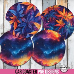 Galaxy & Cannabis Car Coaster Sublimation Set