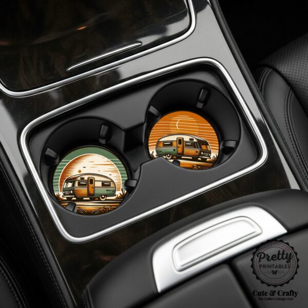 Vintage Camper Car Coaster Sublimation Set