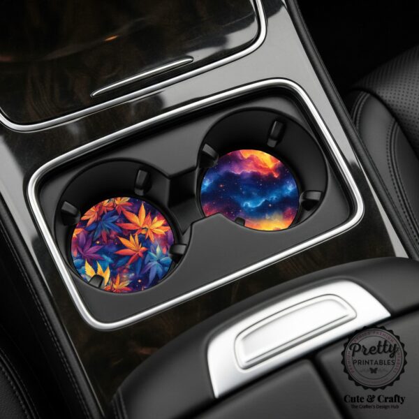 Galaxy & Cannabis Car Coaster Sublimation Set