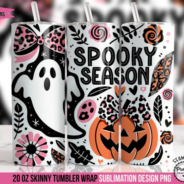 Cute Spooky Season Pinkaween Tumbler Wrap