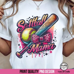 Softball Mama Sublimation Design PNG