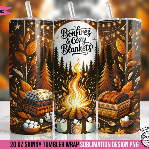 Bonfires and Blankets Fall Tumbler Wrap