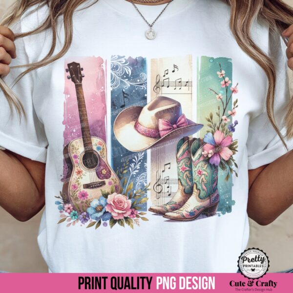 Boho Western Country Music Girl PNG