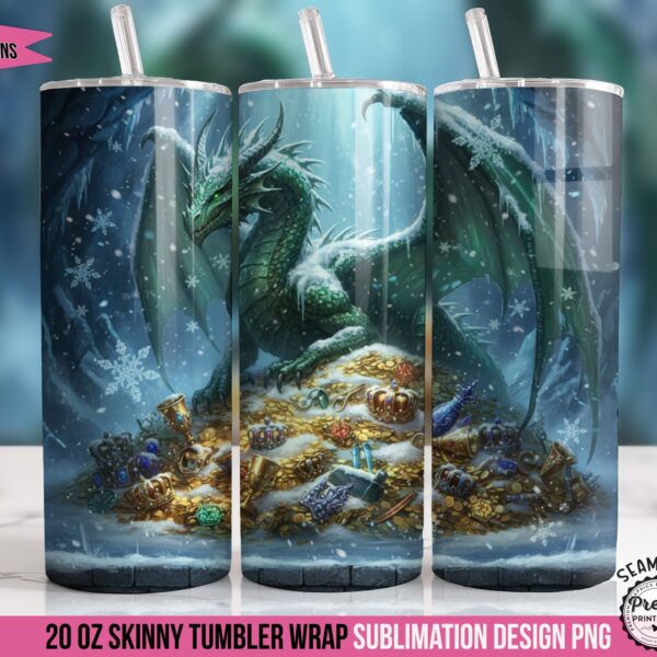 Emerald Winter Dragon Tumbler Wrap