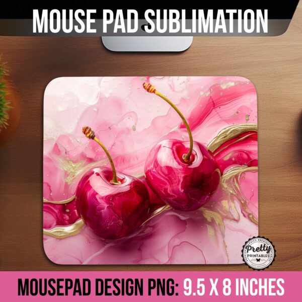 Cherry Gold Mousepad Sublimation Design