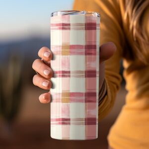 Pink Plaid Tumbler Wrap Sublimation Design