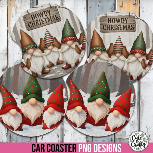 Christmas Gnomes Coaster Set