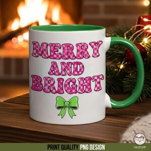 Merry and Bright PNG Mug Design