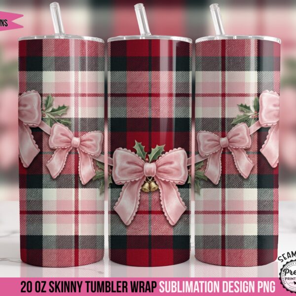 Plaid and Bows Tumbler Wrap