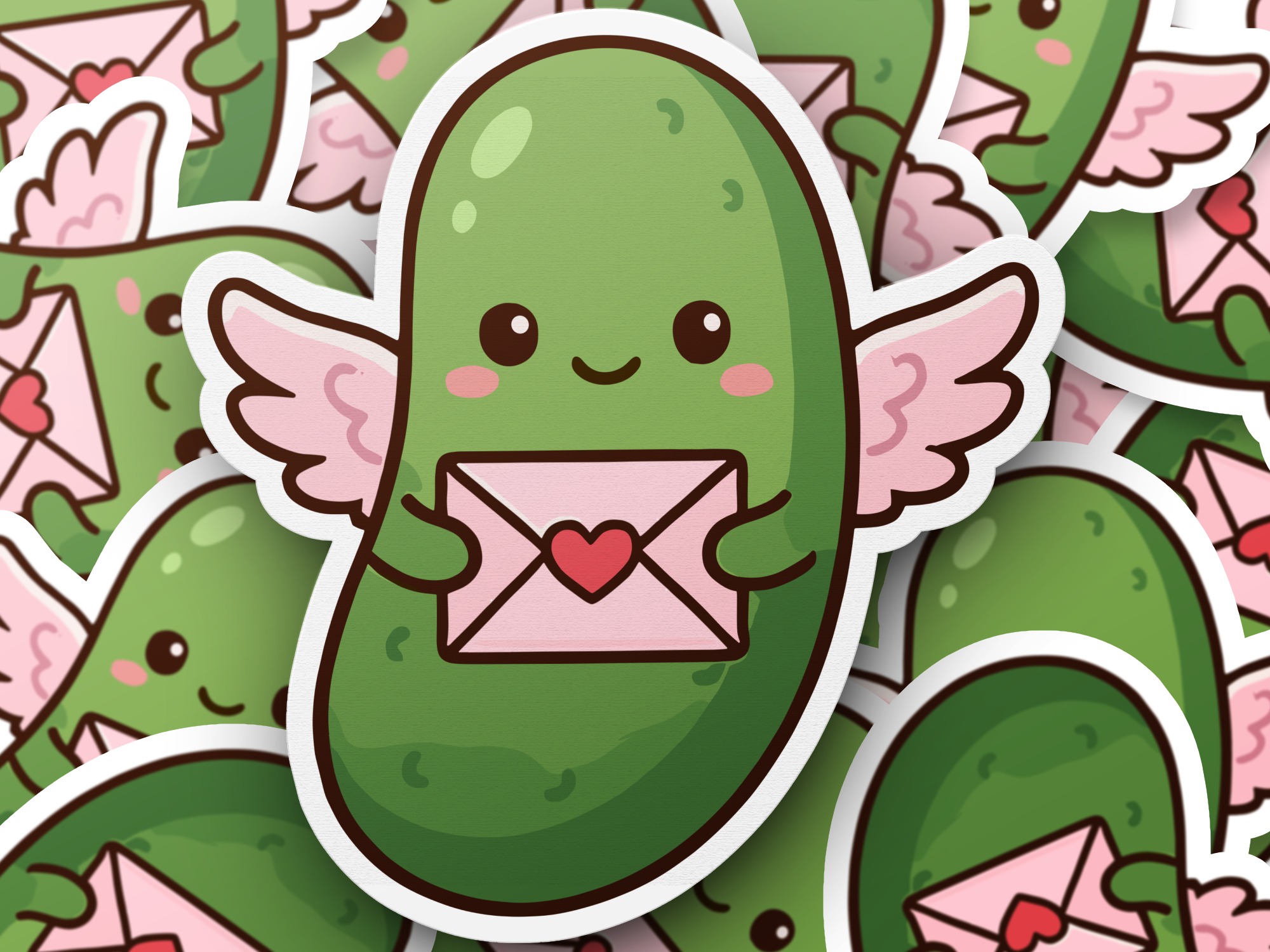 Dill Pickle Valentine Bundle: Cute Cartoon Pickles SVG/PNG - Image 2