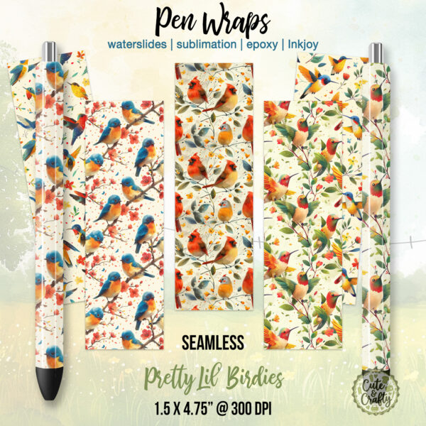 Cute Bird Pen Wrap PNG Sublimation Bundle