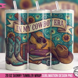 In My Cowboy Era Tumbler Wrap: Bookish Cowgirl 20 oz