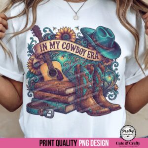 In My Cowboy Era PNG: Bookish Cowgirl Sublimation