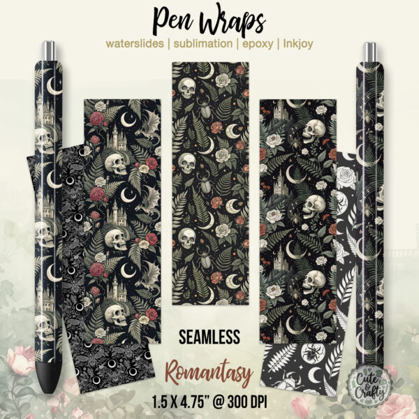 Dark Romantasy Pen Wrap PNG Bundle
