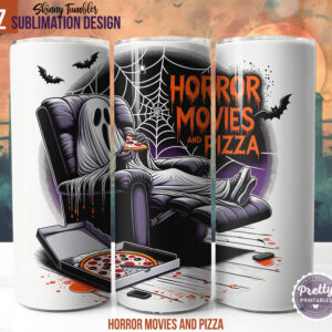 Pizza and Horror Movies Tumbler Wrap PNG