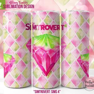 Simtrovert Watercolor Sims Tumbler Wrap PNG