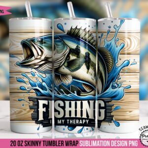 Bass Fishing Tumbler Wrap PNG