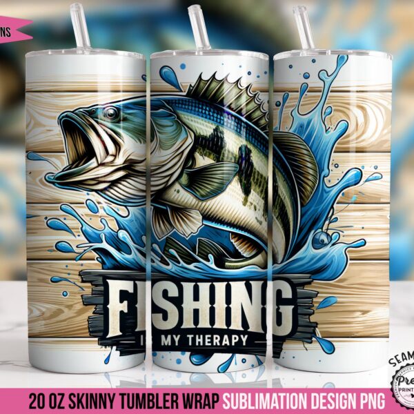 Bass Fishing Tumbler Wrap PNG