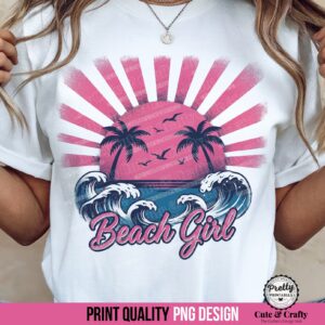 Beach Girl Neon Summer Shirt PNG