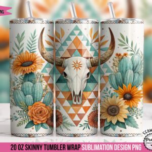 Aztec Boho Western Tumbler Wrap PNG