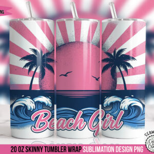 Neon Beach Girl Tumbler Wrap