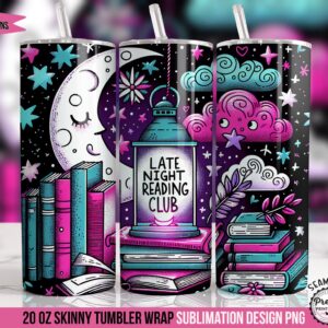 Late Night Reading Club Tumbler Wrap PNG