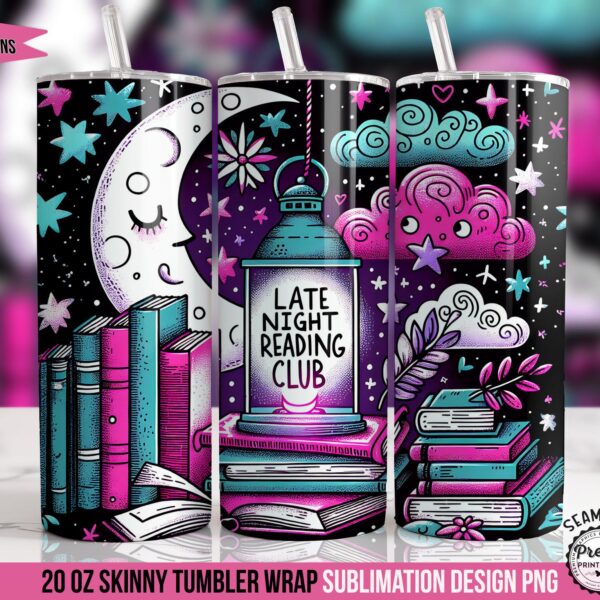Late Night Reading Club Tumbler Wrap PNG