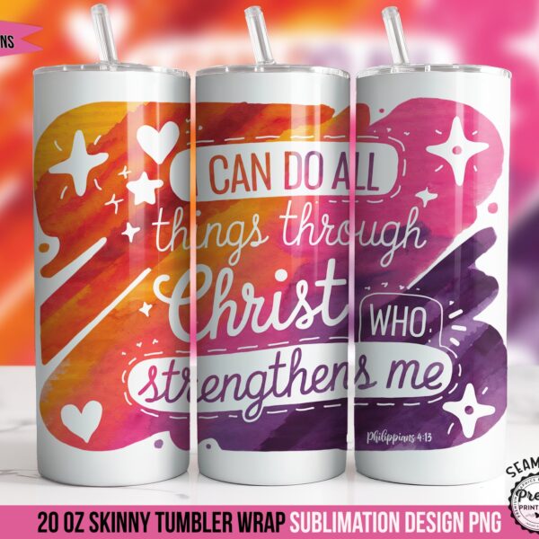 I Can Do All Things Christian Tumbler Wrap PNG