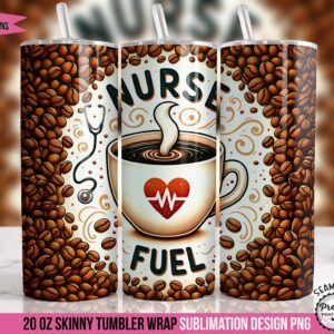 Coffee Nurse Tumbler Wrap PNG