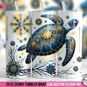 Sea Turtle Positivity Tumbler Wrap PNG