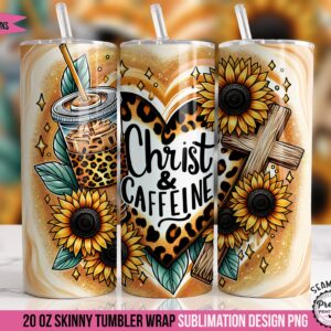 Christian Coffee Lover Tumbler Wrap PNG